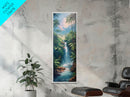 Vibrant Mountain Wildflower Meadow Scene Skinny Art Framed Canvas Print For Living Room Or Bedroom Wall Decor