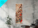 Samurai Warriors in Battle – Traditional Japanese Skinny Art with Historic Details – Framed Canvas Print