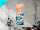 Majestic Wave, Peach Sky, Japanese Art, Skinny Art, Tall Art, Framed Canvas Print, Ukiyo-e Style