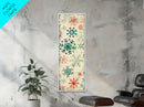 Snowflakes in Varied Sizes and Shapes Scattered on a Beige Canvas with a Distressed Texture Ukiyo-e Art Japanese Framed Canvas Print Skinny Tall Art