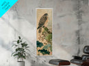 Majestic Hawk Perched Among Verdant Foliage Ukiyo-e Tall Skinny Wood Block Framed Canvas Print Japanese Style Art