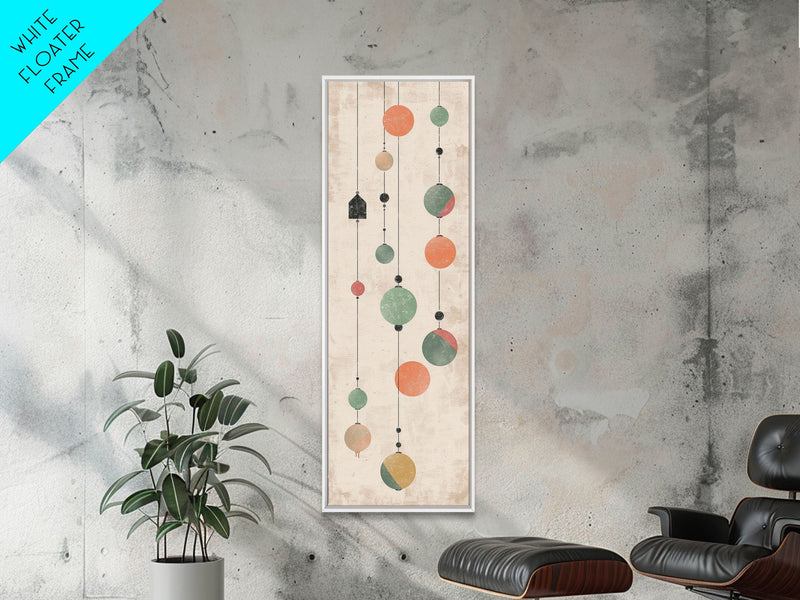 Abstract Hanging Lanterns On A Rustic Background â€“ Framed Canvas Print With Skinny Art And Tall Art In Ukiyo-E Art And Japanese Style Art