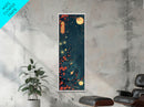 Tall Skinny Art Japanese Style Wood Block Print Night Scene With Lanterns And Cherry Blossoms For Framed Canvas Print In Ukiyo-e Style