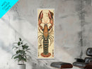 Detailed Lobster Illustration On Beige Background Skinny Art Wood Block Print Japanese Style Art Framed Canvas Print Tall Art Ukiyo-e Art