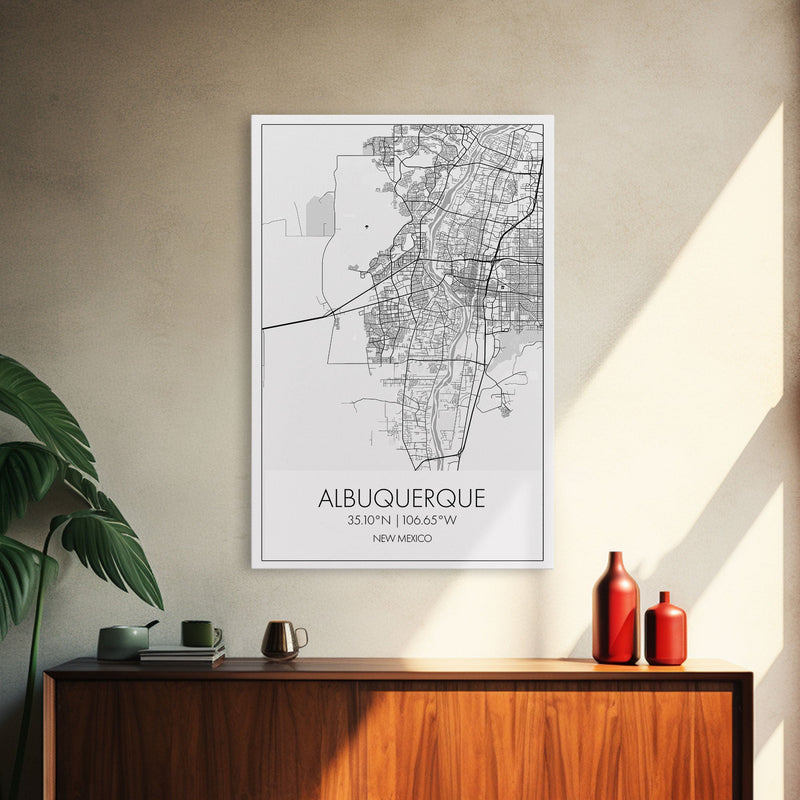 Albuquerque Street Map, New Mexico Map,Man Cave Wall Art, City Map Print, Minimalist, Modern Art, Wall Art, Canvas Print, Canvas Wall Art