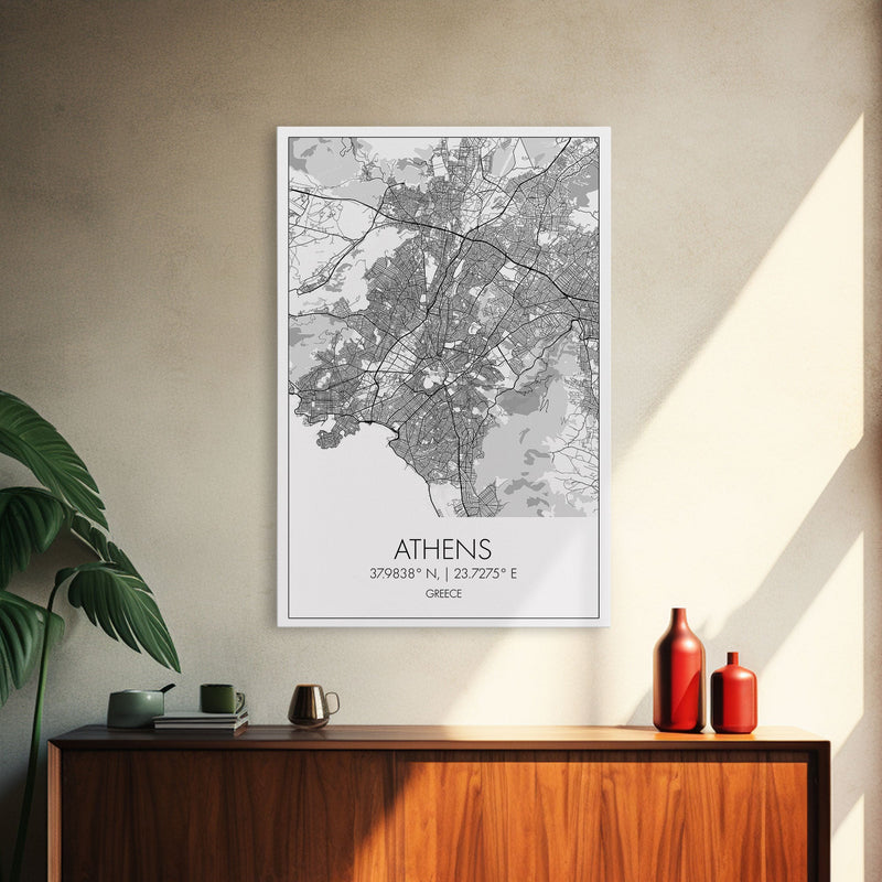 Athens Street Map, Greece Map, Travel Wall Art, Friendship Gift, Bedroom Art, Minimalist Art, Wall Art, Canvas Print, Canvas Wall Art