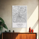 Charlotte Street Map, North Carolina Map, City Map Art, Modern Art, Wall Art, Canvas Print, Canvas Wall Art, Travel Wall Art, Gift For Mom