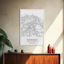 Edinburgh Street Map, United Kingdom Map, Europe City Map Art, Minimalist Art, Wall Art, Canvas Print, Travel Décor, Living Room Wall Art,