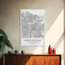 North Las Vegas Street Map, Nevada Map, City Map Art, Modern Art, Wall Art, Canvas Print, Wall Décor Bedroom, Honeymoon Gift,  Travel Art