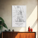 Port St Lucie Street Map, Florida Map, City Map Art, Minimalist Art, Wall Art, Canvas Print, Friend Gift, Black And White Art, Travel Décor