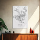 Reno Street Map, Nevada Map, City Map Art, Minimalist Art, Wall Art, Canvas Print, Girls Room Décor, Traveler Gift, Travel Art Print