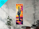 Night Sky Cactus Framed Canvas Print floral desert painting pink orange wall art moody art guest room art