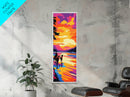 Sunset Cowboy Art Framed Canvas Print Vibrant Western Wall Art, Chicano Art, Colorful Wall Art, Southwest Wall Art, Extra Wide Art