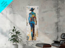 Abstract Cowboy Art Framed Canvas Print Western Rustic Wall Art, Southwest Wall Art, Tall Narrow Art, Farmhouse Art, Extra Wide Art