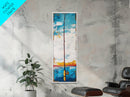 Fishing Rod Painting Canvas Print, Fly Fishing Art, Nautical Wall Art, Rustic Decor, Tall Narrow Art, Coastal Landscape Art, Above Couch Art, Fishing Wall Art, Nautical Decor, Farmhouse Art, Skinny Wall Art, Living Room Art, Gift Idea