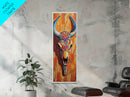 Vibrant Skull Art Framed Canvas Print, Western Wall Art, Skull Art, Boho Art, Southwest Decor, Moody Art, Rustic Wall Art, Halloween Art