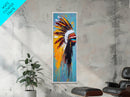 Bold Feather Headdress Canvas Print Afrocentric Wall Art Southwest Wall Art Colorful Portrait Painting Vertical Wall Art