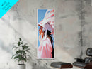 Pink Headdress Woman Canvas Print Wall Art Colorful Graffiti Wall Art Tall Narrow Art