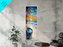 Tropical Beach Sunset Framed Canvas Print Coastal Wall Art Nautical Painting Seascape Art Palm Tree Painting Coastal Decor