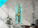 Textured Rustic Art, Canvas Print, Wabi Sabi Wall Art, Teal Wall Art, Abstract Minimalist Art, Tall Narrow Art, Farmhouse Decor