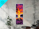 Sunset Campfire Canvas Print, landscape painting, moody art, southwest wall art, mountain painting, coastal décor, rustic décor, gift idea him