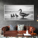 Duck family, bird art, whimsical art, coastal decor, nature painting, extra wide art, panoramic art, above couch art, framed canvas print
