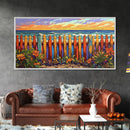 Vibrant Coastal Fence, beach decor, coastal landscape art, coastal wall art, nautical painting, extra wide art, framed canvas print