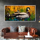 Mallard Duck Painting, Colorful Wildlife Art, Nature Lover Gift, Whimsical Wall Art, Framed Canvas Print, Rustic Home Decor, Bird Art