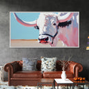 Longhorn Cow Portrait, Rustic Farmhouse Wall Art, Southwest Decor, Western Painting, Framed Canvas Print, Country Living Gift Idea