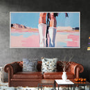White Boots Painting, Southwest Wall Art, Country Western Aesthetic, Pink and Blue Art, Framed Canvas Print, Rustic Decor, Extra Wide Art