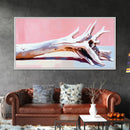 Driftwood, wabi sabi art, rustic decor, framed canvas print, minimalistic art, light pink wall art, extra wide art, boho art