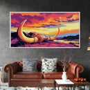 Longhorn, skull, desert scene, rustic cow skull, western wall art, fall decor, extra wide art, cowboy aesthetic, framed canvas print