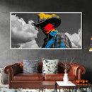 Western Cowboy Portrait Canvas Print Rustic Decor Southwest Wall Art Black Cowgirl Painting Farmhouse Art Extra Wide Horizontal Art