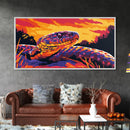 Snake Sunset, wildlife art, moody art, rustic decor, geometric wall art, southwest wall art, panoramic art, Framed Canvas Print, gift idea