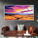 Golden Meadow, landscape painting, farmhouse art, moody art, above bed wall art, wabi sabi art, extra wide art, framed canvas print