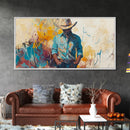 Cowboy Art, Western Painting, Rustic Wall Art, Vintage Horse Art, Dark Romance Painting, Moody Art, Extra Wide Art, Framed Canvas Print