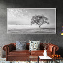 Solitary Tree, Minimalist Art, Landscape Painting, Oak Tree Art, Extra Wide Art, Moody Art, Wabi Sabi Wall Art, Framed Canvas Print