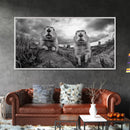 Prairie dogs, whimsical art, rustic wall art, farmhouse art, nature painting, extra wide art, above couch art, framed canvas print