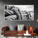Nautical rope, rustic art, coastal decor, nautical wall art, maritime painting, extra wide art, panoramic painting, framed canvas print
