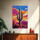 Southwest Cactus Art, Desert Wall Decor, Pink Orange Wall Art, Bold Sunset Art, Framed Canvas Print, Gift Idea, Rustic Wall Art