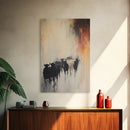 Foggy Cattle, moody art, bull and bear art, rustic wall art, farmhouse art, vintage aesthetic, country home, Canvas Print