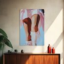 Cowgirl Boots, black cowgirl painting, coastal cowgirl wall art, rustic decor, light pink wall art, western aesthetic, Framed Canvas Print