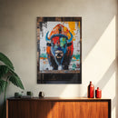Abstract Bison, Graffiti Wall Art, Bold Colors, Rustic Wall Art, Framed Canvas Print, Farmhouse Art, Southwest Decor, Western Art