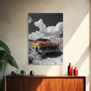 Vintage Car, Custom Car Painting, Graffiti Wall Art, Rustic Art, Old Car Scene, Moody Art, Framed Canvas Print, Landscape Art