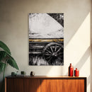 Rustic Wagon Wheel, Moody Art, Farmhouse Wall Art, Framed Canvas Print, Southwest Decor, Western Aesthetic, Above Sofa Art, Gift Idea
