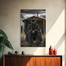 Cowboy, Rustic Barn, Moody Art, Southwest Wall Art, Farmhouse Art, Vintage Horse Art, Dark Romance Painting, Canvas Print, Gift Idea