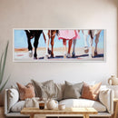 Horse Walk, western art, cowboy painting, rustic decor, extra wide art, panoramic art, framed canvas print, long narrow wall art