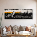 Howling Wolf Art, coyote painting, southwest wall art, rustic decor, black and white art, extra wide art, framed canvas print, panoramic painting