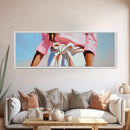 Minimalist Art, Framed Canvas Print, Fashion Illustration, Pink Wall Art, Modern Decor, Extra Wide Art, Light Pink Wall Art, Bedroom Art
