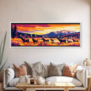 Vibrant Elk Painting, Sunset Mountain Art, Southwest Wall Art, Bold Color Art, Pink Orange Wall Art, Framed Canvas Print, Boho Art